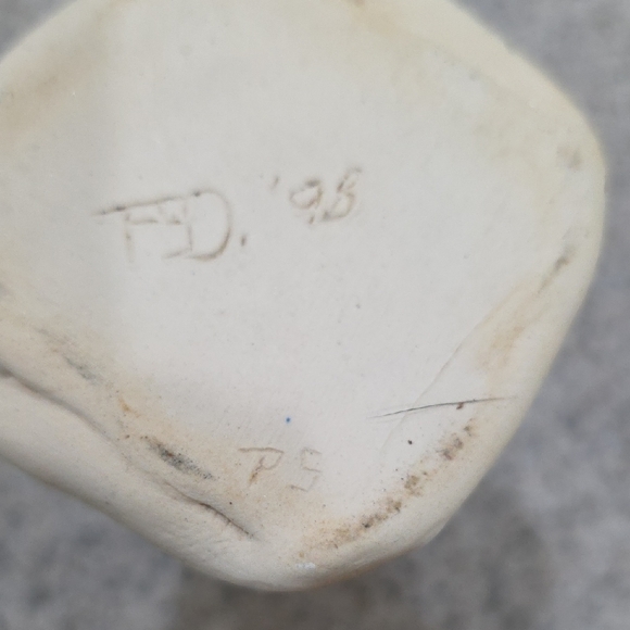 Artisan White and Blue Ceramic Cylinder - Picture 3 of 5